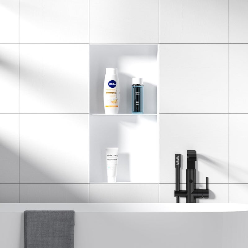 Neodrain 2-Tier 24X12Inch White Shower Niche, Rimless Bathroom Wall Niche Recessed Stainless Steel Waterproof Tile Ready Shower Cubby for Bathroom Storage Organizer - Image 5