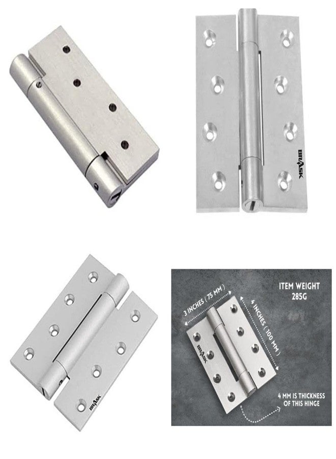 BRASK Brass Spring Hinges/Door Closer Hinge - Single Action 4" (Silver (Pack of 2)) - Image 3
