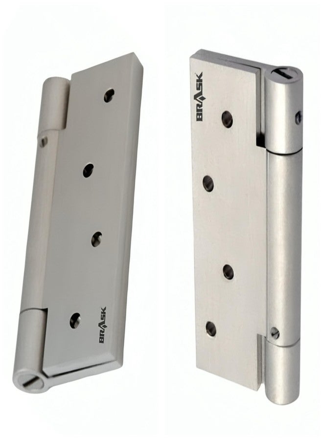 BRASK Brass Spring Hinges/Door Closer Hinge - Single Action 4" (Silver (Pack of 2)) - Image 1