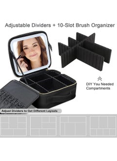 MORANO Makeup Bag with Mirror of LED Lighted , Cosmetic Bag Organizer with Adjustable Dividers (Black)  - Image 4