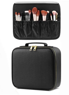 MORANO Makeup Bag with Mirror of LED Lighted , Cosmetic Bag Organizer with Adjustable Dividers (Black)  - Image 3