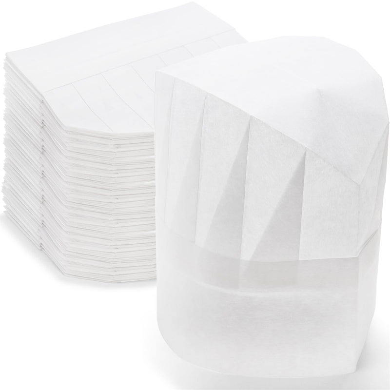 قبعات الطهاة الورقية DEAYOU 60 حزمة قبعة طاه غير منسوجة للخباز للأطفال والبالغين للطهي في المطبخ باللون الأبيض