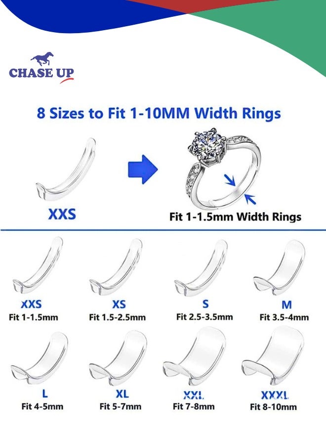 Chase Up Invisible Ring Sizer Adjuster for Loose Rings Women Men, 8 Sizes for Different Band Widths,Jewelry Ring Size Adapter Reducer Spacer Jewelry Guards for Any Thin Wide Rings - Image 2