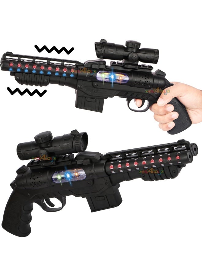 DAT Electric Light & Sound Toy Gun – Double-Barrel with LED & Music, Vibration & Scope - Image 1