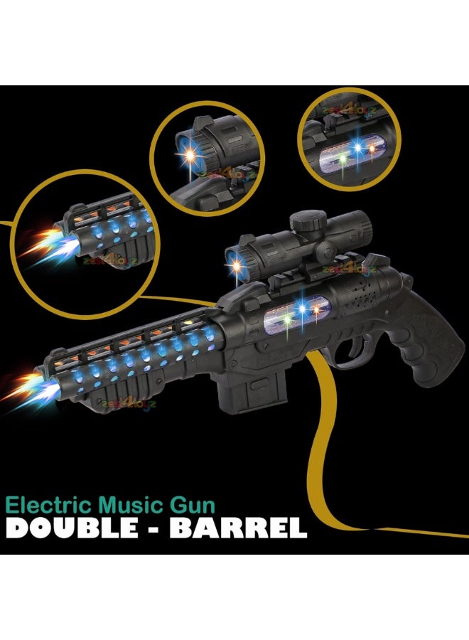 DAT Electric Light & Sound Toy Gun – Double-Barrel with LED & Music, Vibration & Scope - Image 3