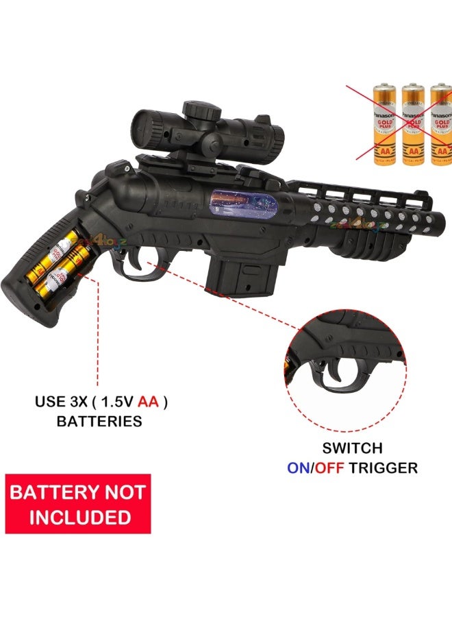 DAT Electric Light & Sound Toy Gun – Double-Barrel with LED & Music, Vibration & Scope - Image 5