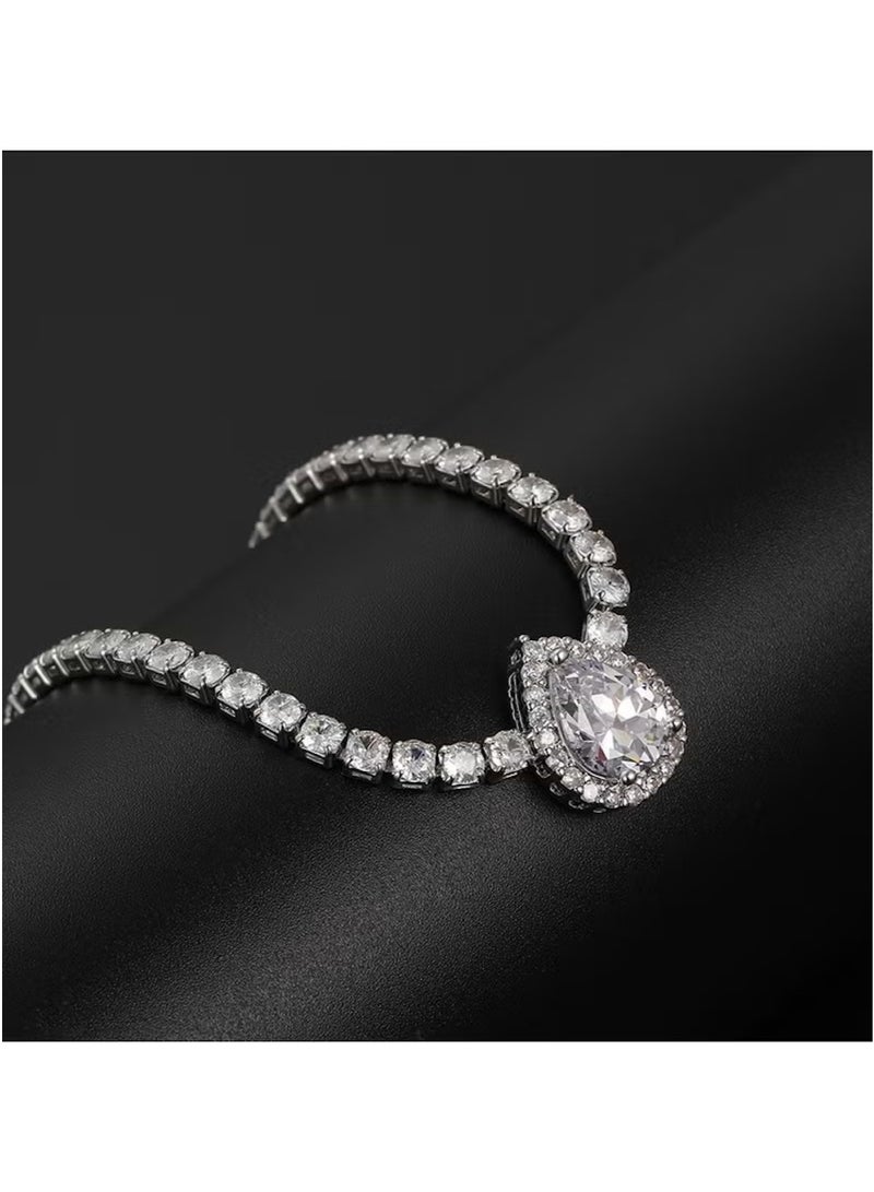 Huitich Elegant Crystal Drop Pendant Necklace – Silver Color Tone, 42.3cm  - Image 3