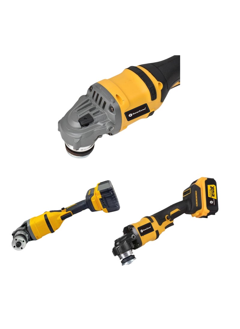 GearZone 21V Cordless Angle Grinder Kit with Brushless Electric Motor, including 2pcs 4.0 AH Batteries,Fast Charger, Easy Handle with Cutting Disc and Grinding Disc in Tool Box  - Image 3