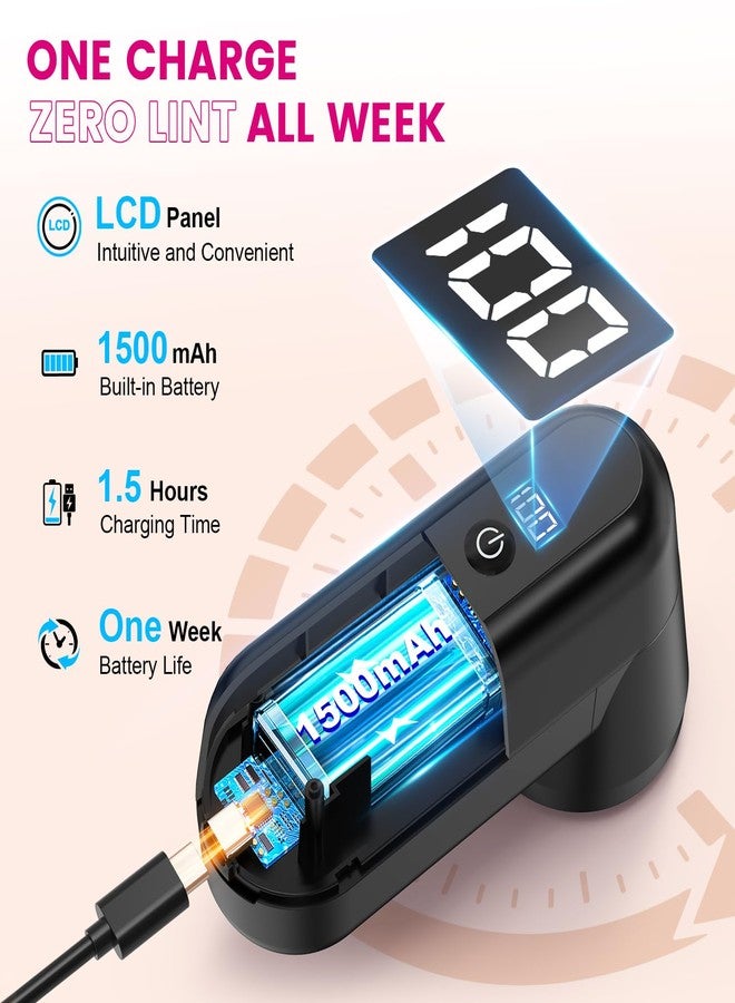 Ziitty Fabric Shaver, Ziitty Lint Remover for Clothes, Type-C Rechargeable Lint Shaver with LCD Display & 6-Blade, Sweater Shavers to Remove Pilling，Fuzz Remover Fabric Shaver for Clothing and Furniture - Image 2