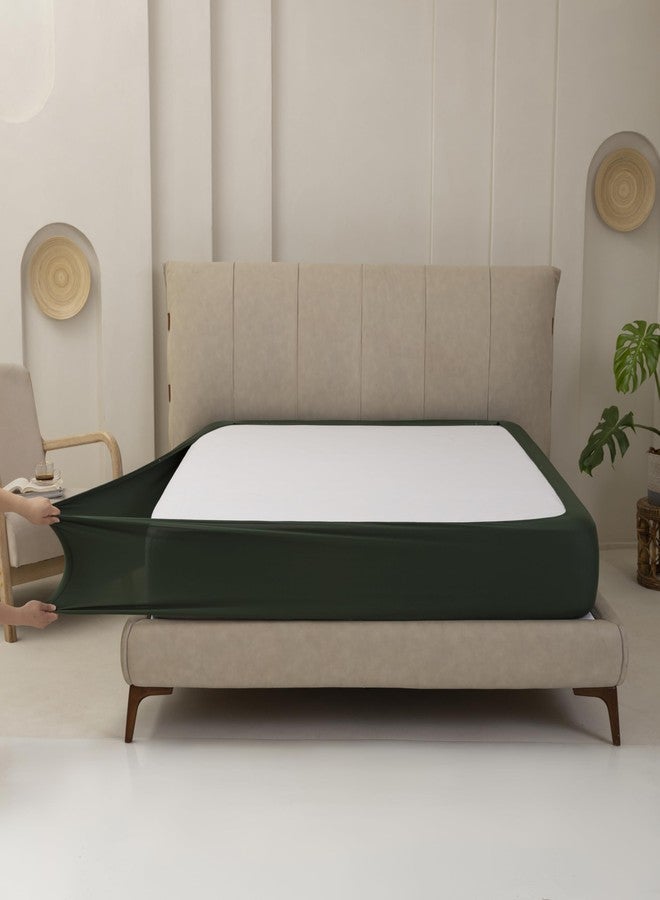 TSUTOMI Stretchy Box Spring Cover King Size - Jersey Knit & Stretchy Wrap Around 4 Sides Bed Skirt for Hotel & Home, Wrinkle & Fading Resistant Fits King Size Beds, Green - Image 5