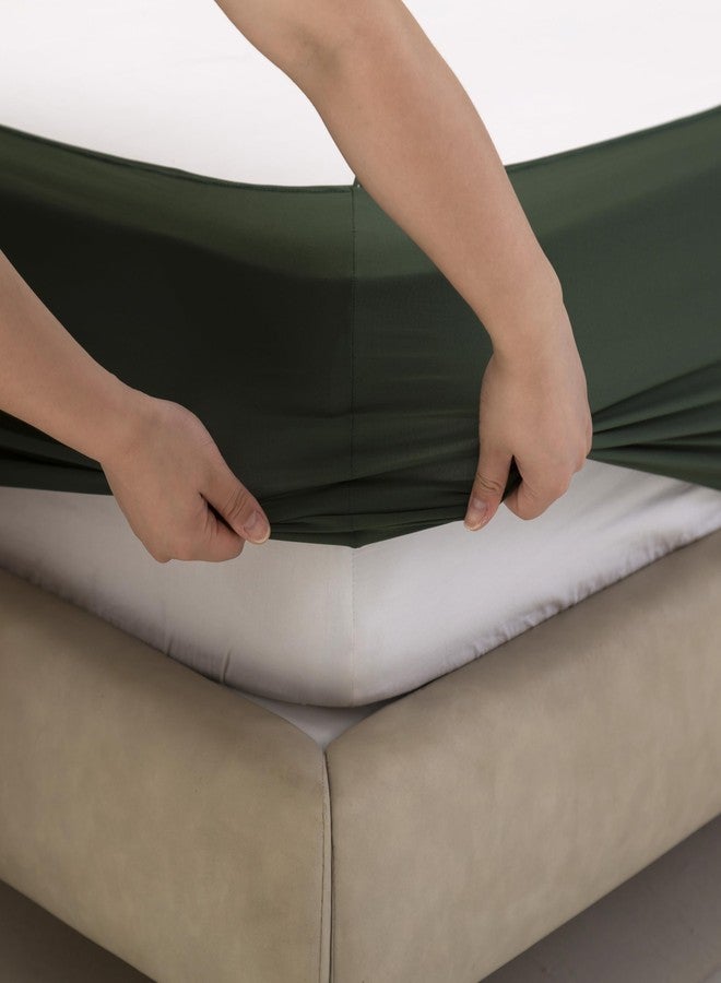 TSUTOMI Stretchy Box Spring Cover King Size - Jersey Knit & Stretchy Wrap Around 4 Sides Bed Skirt for Hotel & Home, Wrinkle & Fading Resistant Fits King Size Beds, Green - Image 4