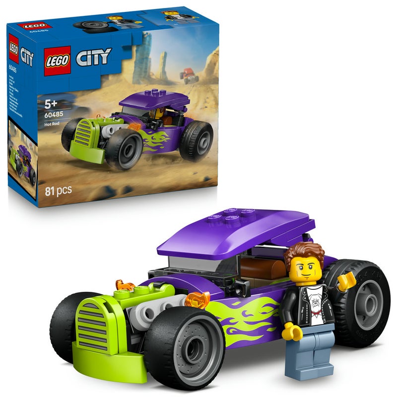 LEGO City Hot Rod Race Car Building Toy and Minifigure 60485  (Age 5+, 81 Pieces) - Image 1