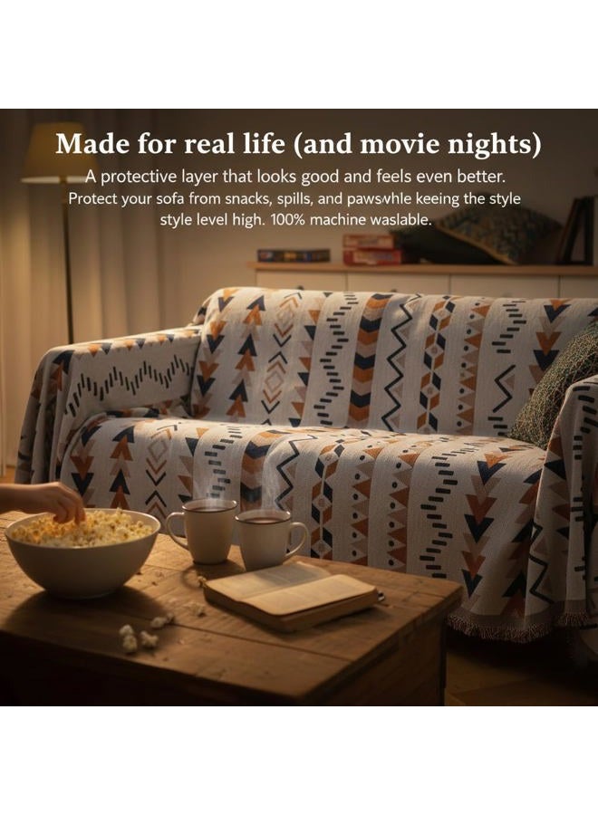 Amorus Bohemian Throw Blankets,Throw Blanket Chenille Jacquard Tassels Soft Throws Cover for Couch, Bed,Outdoor Camping Picnic Car Travel Warm & Cozy for Seasons, Pattern VI(71"*90") - Image 3