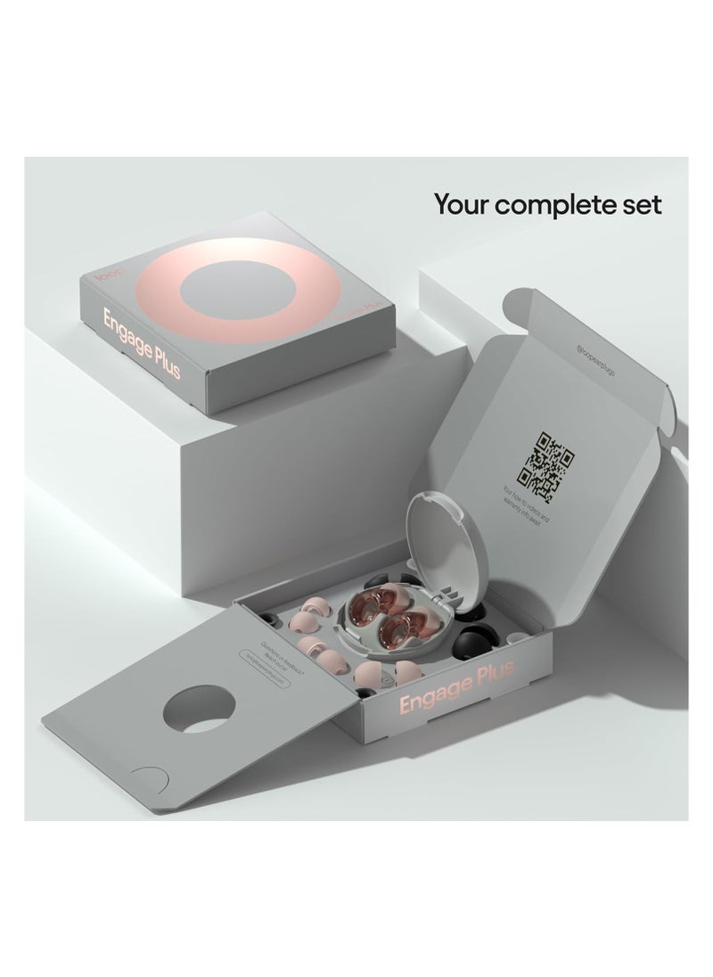 Loop - Loop Engage Plus Earplugs – Low-level Noise Reduction with Clear Speech – for Conversation, Social Gatherings, Noise Sensitivity and Parenting – 8 Ear Tips + Extra Accessories – SNR 16 dB - Rose - Image 1