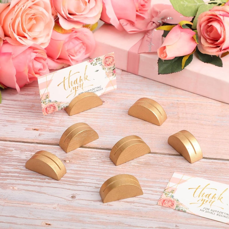 Colingmill 100 Pcs Gold Table Number Stands Wooden Indoor Lightweight Wedding Table Name Holder Semicircular Design Place Card Holders Office Tag Photo Menu Clips Banquet Birthday Party Restaurant - Image 4