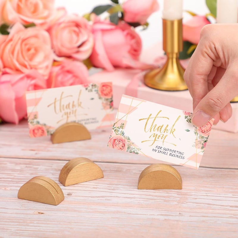 Colingmill 100 Pcs Gold Table Number Stands Wooden Indoor Lightweight Wedding Table Name Holder Semicircular Design Place Card Holders Office Tag Photo Menu Clips Banquet Birthday Party Restaurant - Image 3