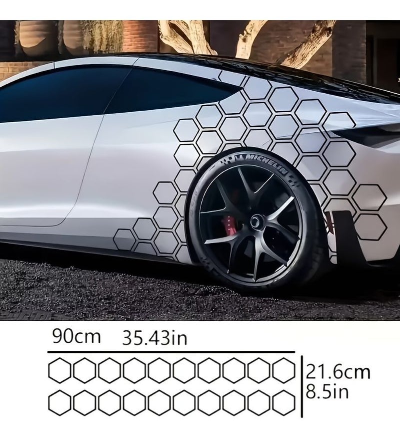 20pcs Black Hexagonal Grid Honeycomb Decal DIY Car Sticker - Image 3