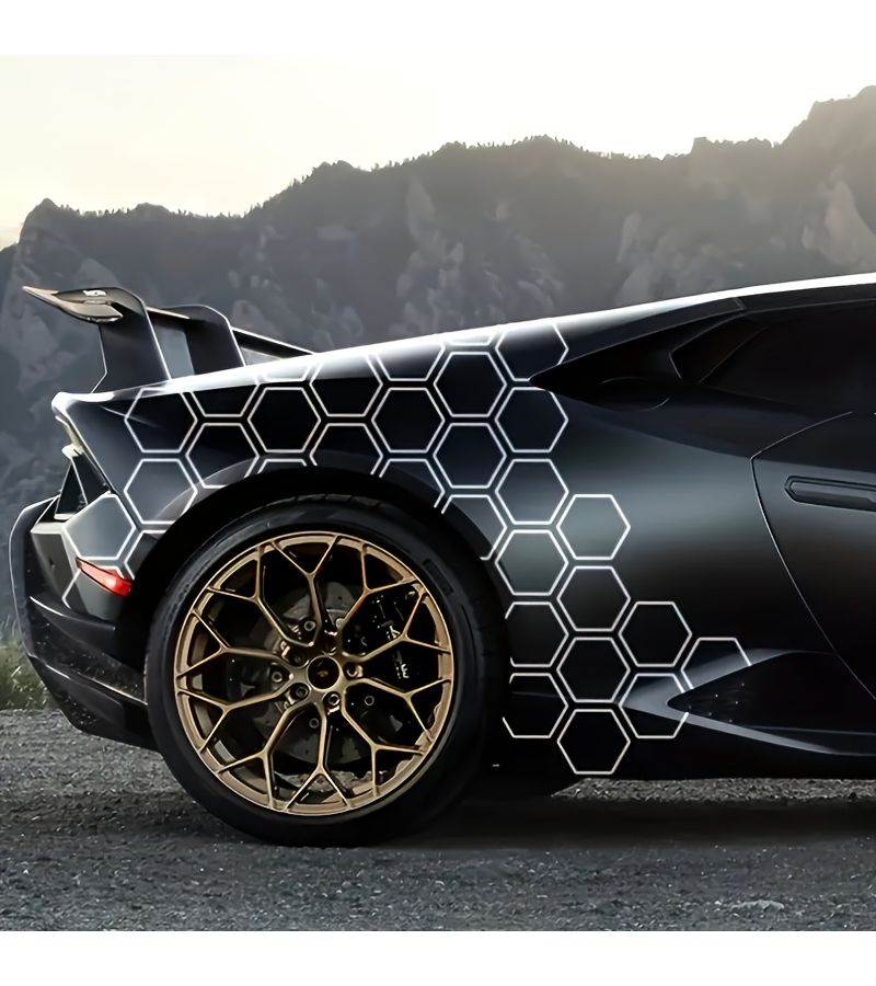 20pcs Black Hexagonal Grid Honeycomb Decal DIY Car Sticker - Image 1