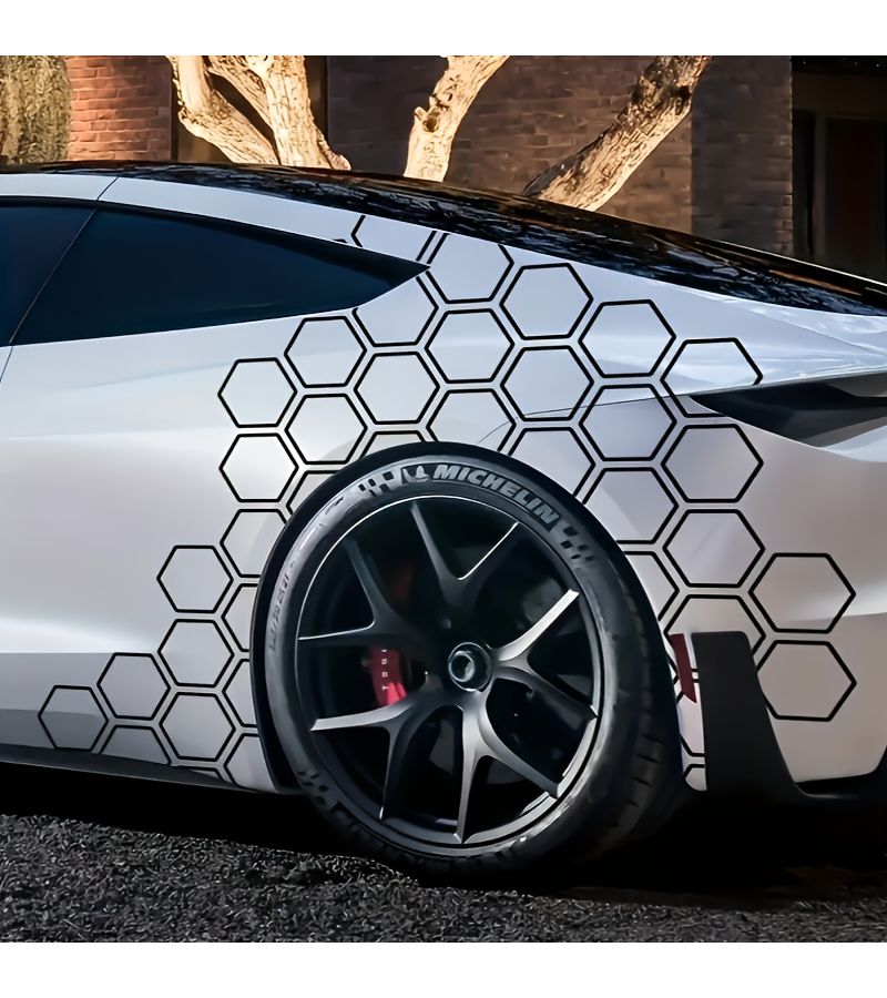 20pcs Black Hexagonal Grid Honeycomb Decal DIY Car Sticker - Image 5