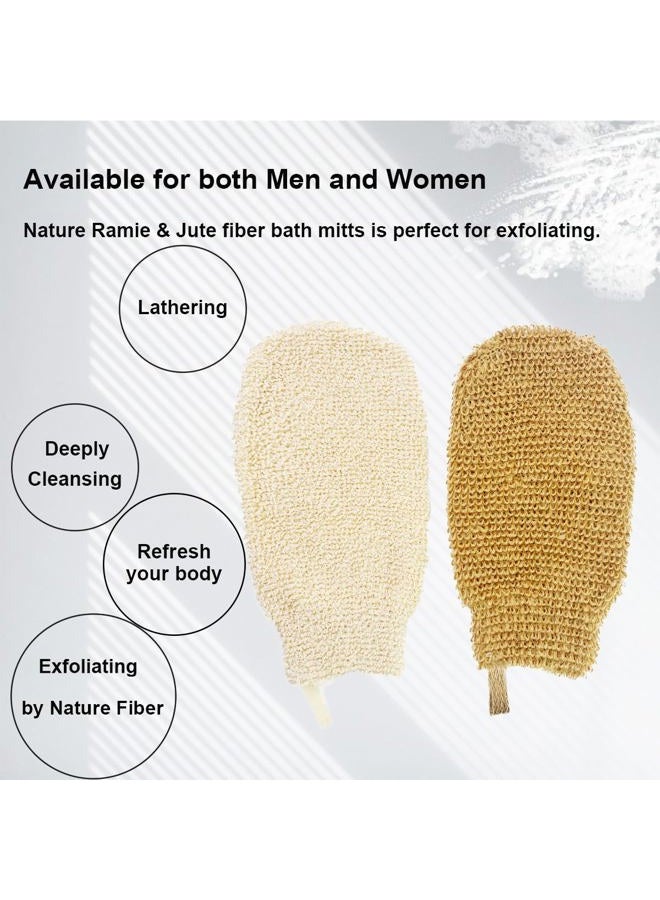 PPHAO BASIC Bath Gloves for Shower - Organic Bath Mitts Washcloths - Bath Gloves Exfoliating for Women and Men - Body Scrubbers for Use in Shower - Ramie and Jute Fiber - 2 Pack - Image 4