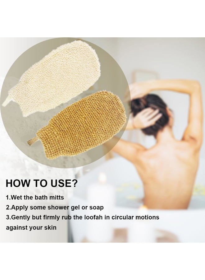 PPHAO BASIC Bath Gloves for Shower - Organic Bath Mitts Washcloths - Bath Gloves Exfoliating for Women and Men - Body Scrubbers for Use in Shower - Ramie and Jute Fiber - 2 Pack - Image 3