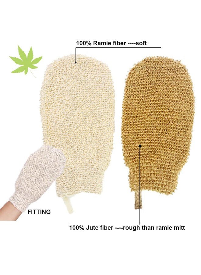 PPHAO BASIC Bath Gloves for Shower - Organic Bath Mitts Washcloths - Bath Gloves Exfoliating for Women and Men - Body Scrubbers for Use in Shower - Ramie and Jute Fiber - 2 Pack - Image 5