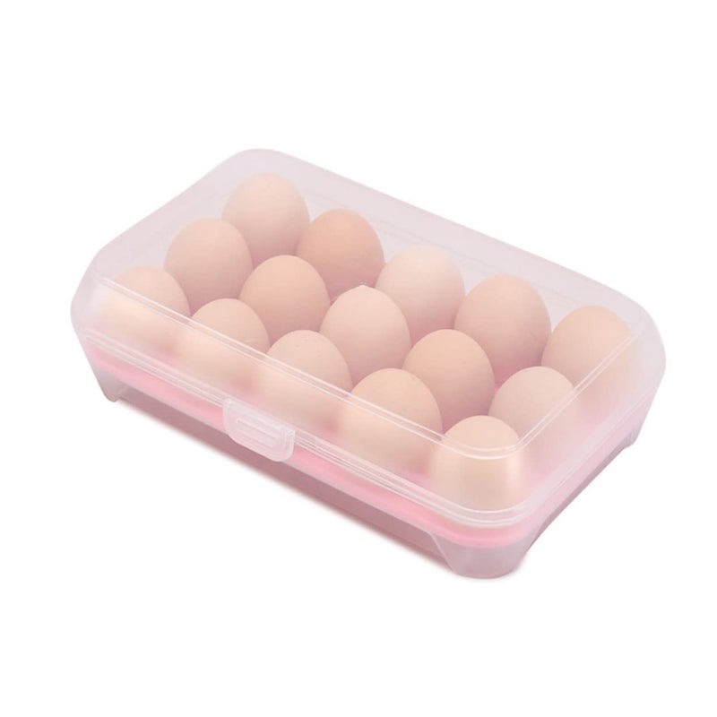 Pink Plastic Egg Storage Box 15 Grid Shockproof Holder Refrigerator Kitchen Organizer - Image 2