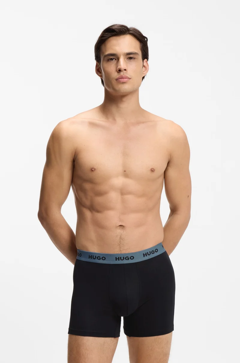 HUGO Three-pack of boxer briefs in stretch cotton
