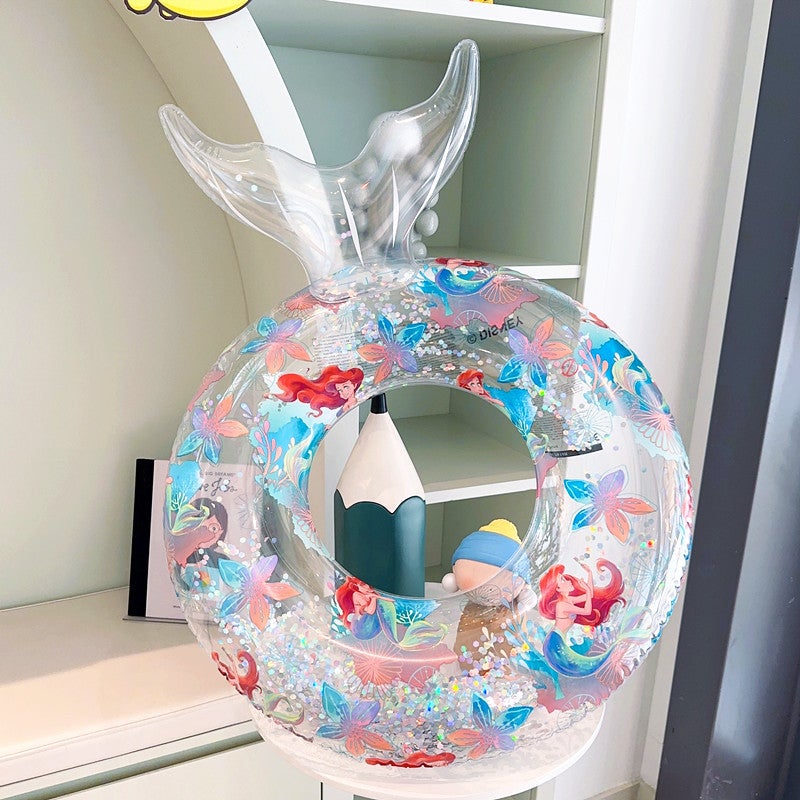 Kids Mermaid Swim Ring PVC Inflatable Float with Sequins for Girls - Image 5