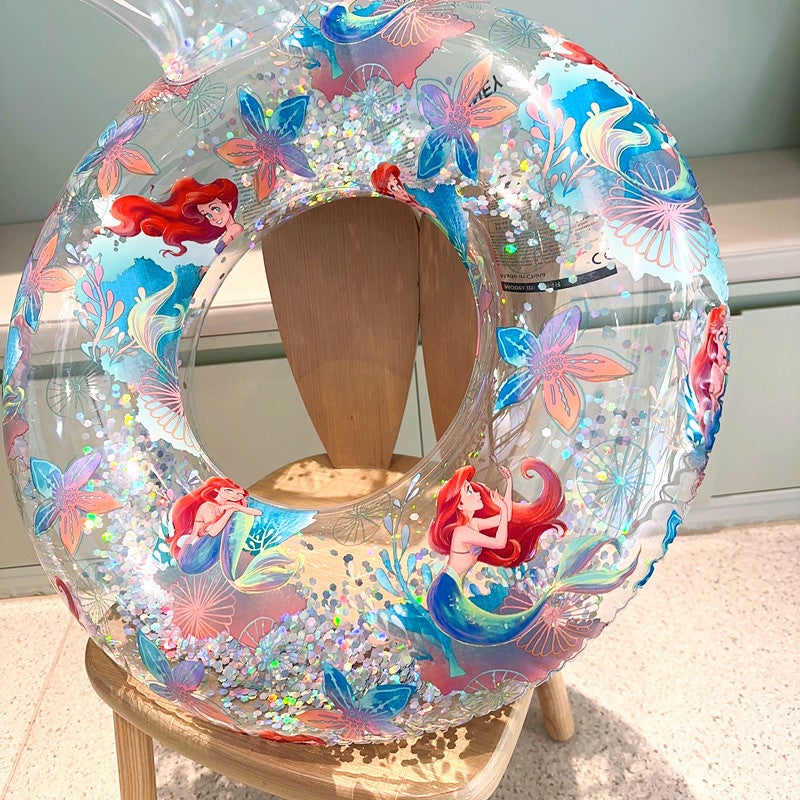 Kids Mermaid Swim Ring PVC Inflatable Float with Sequins for Girls - Image 4