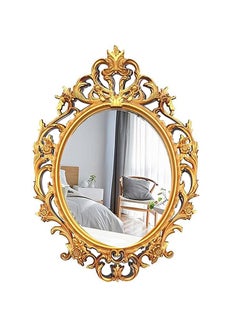 HOME TASTE Hometaste Modern Design Decorative Wall Mirror With Plastic Frame - Versatile Vanity, Makeup, And Living Room Accent - Perfect For Bathroom, Bedroom, And Home Decor (Gold, Small)  - Image 1