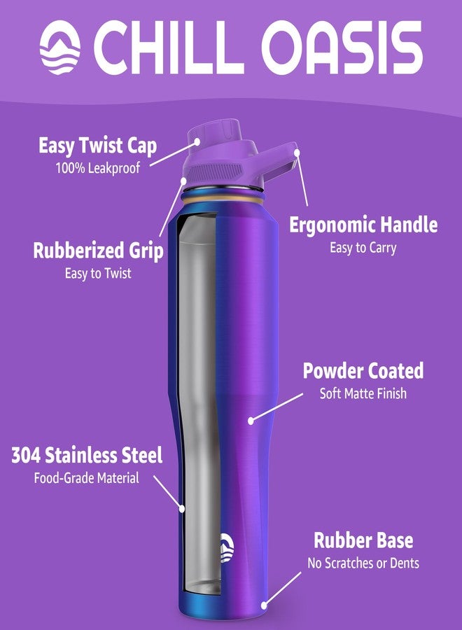 Chill Oasis Water Bottle | Compatible With Popular Flavor Cartridges | BPA Free, Leak Proof, Double-Walled Vacuum Insulated Stainless Steel, and Dishwasher Safe | Cold for 24 Hours - Image 3