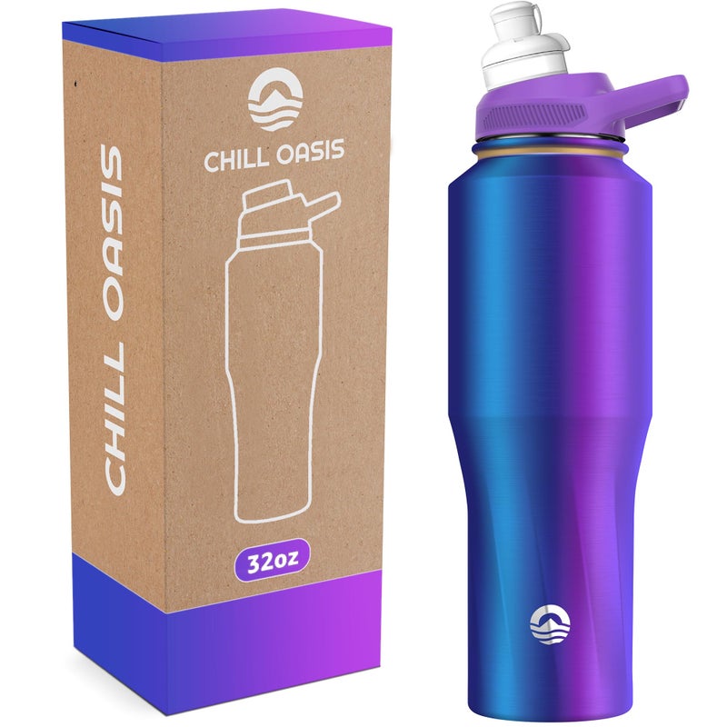 Chill Oasis Water Bottle | Compatible With Popular Flavor Cartridges | BPA Free, Leak Proof, Double-Walled Vacuum Insulated Stainless Steel, and Dishwasher Safe | Cold for 24 Hours - Image 1
