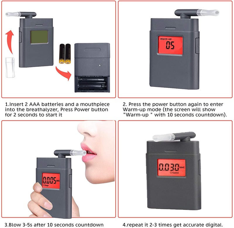 Breathalyzer, Personal Alcohol Tester with Digital Display 5 Replacement Mouthpiece - Image 5
