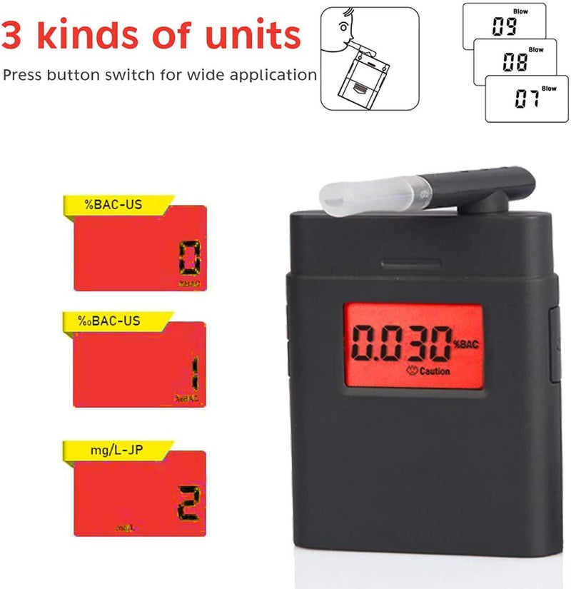 Breathalyzer, Personal Alcohol Tester with Digital Display 5 Replacement Mouthpiece - Image 2