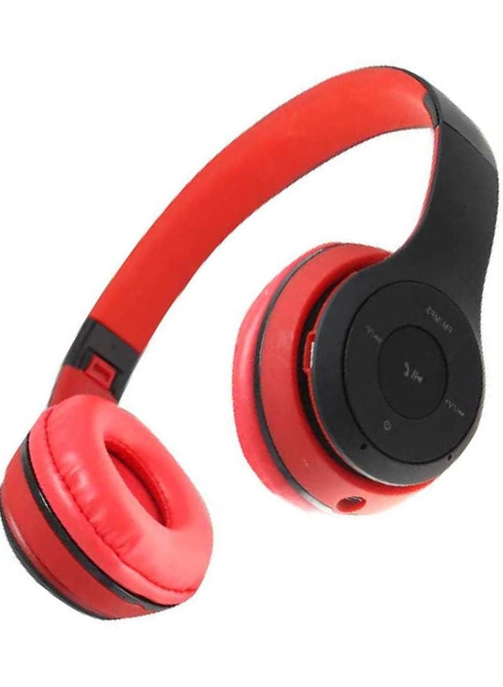هافيت سماعات رأس لاسلكية قابلة للطي للاتصال بالبلوتوث توضع فوق الأذن باللون الأحمر/الأسود - Image 1