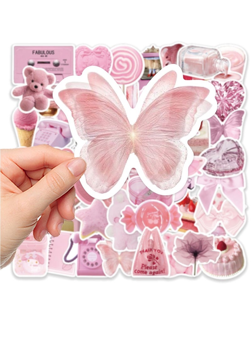 DTBG 50 Pcs Pink Girl Heart Bear Korean Stickers, Laptop Ledger, Water Cup, Ipad Phone Case Decoration, Waterproof Sticker - Image 1