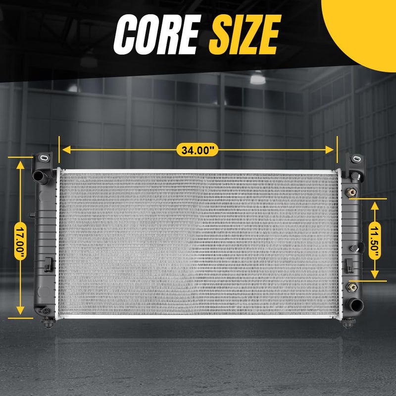 SPELAB Engine Coolant Radiator CU2423 - Compatible with Chevy Silverado, Suburban, Tahoe, Compatible with GMC Sierra, Yukon, Escalade - Automatic Transmission - TOC - No EOC - Replace# 15193108, 2423 - Image 4
