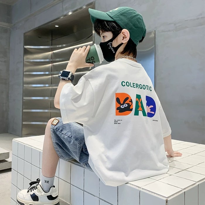 Boys' T-Shirt Short-Sleeved Children'S Clothing Pure Cotton Summer Cartoon Top 2026 Style Boys' Korean Style Half-Sleeve - Image 1