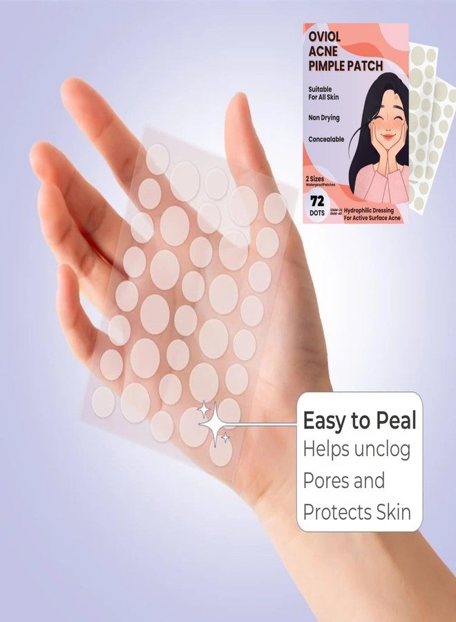 OVIOL Acne Pimple Patch for Face (72 dots) | Waterproof Patches for Active Acne | Absorbs Pimple Overnight and Reduces Excess Oil | Facial Patches with 100% Hydrocolloid (72 PATCHES) - Image 5