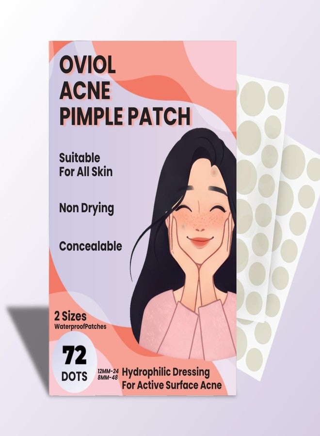 OVIOL Acne Pimple Patch for Face (72 dots) | Waterproof Patches for Active Acne | Absorbs Pimple Overnight and Reduces Excess Oil | Facial Patches with 100% Hydrocolloid (72 PATCHES) - Image 1