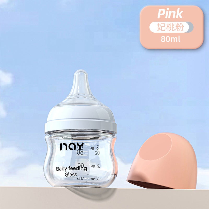 Noon Glass Bottle Newborn Baby Wide Diameter Anti-Flatulence Anti-Choking Newborn Baby Bottle Manufacturer Ready Stock - Image 1