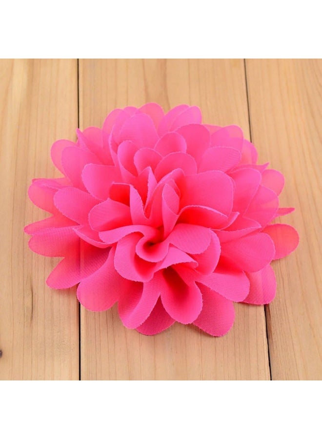 Fodattm فلايوت 30 قطعة زهور شيفون نسائية وفتيات بألوان صلبة 4 بوصة، أشرطة رأس زهور ديكور زفاف - Image 4