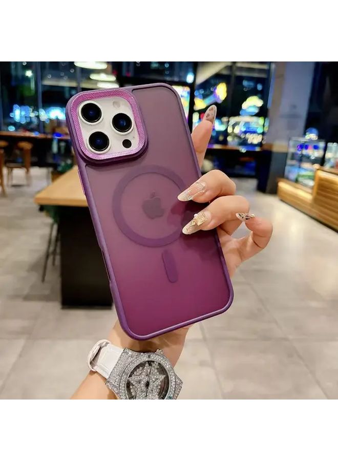 غطاء هاتف شفاف نصف شفاف باللون الأرجواني غير اللامع لهاتف iPhone 14 Plus مع شحن مغناطيسي - Image 4