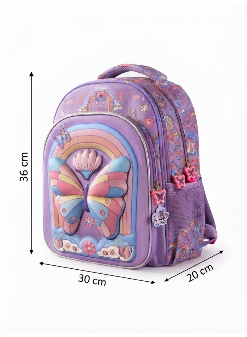 girls school backpack bag with 3D butterfly print,36x30x20 cm - Image 4