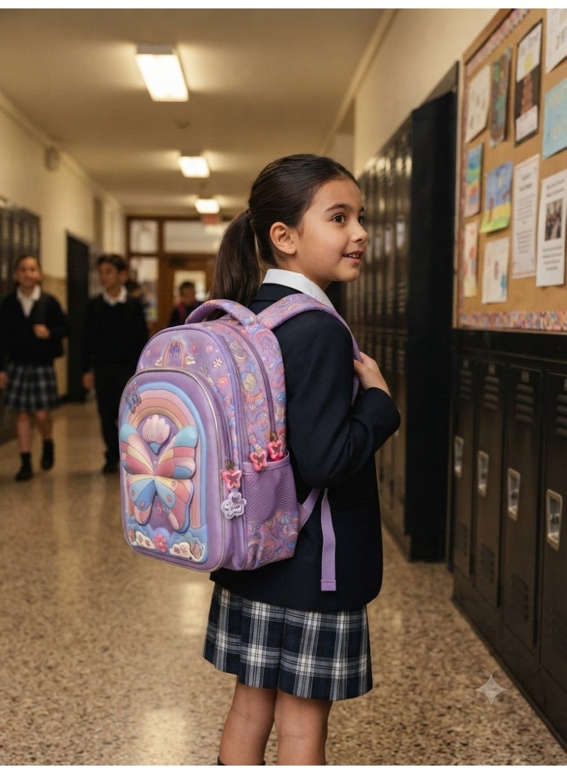 girls school backpack bag with 3D butterfly print,36x30x20 cm - Image 2