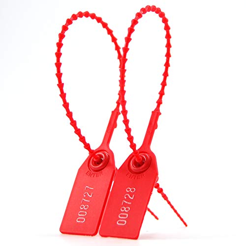 EASY Security Seal, Numbered Zip Ties for Fire Extinguisher Pull Tite Tamper Proof Tags Self Locking Plastic Label 250mm Pack of 1000 (Red) - Image 1