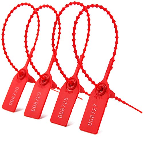 EASY Security Seal, Numbered Zip Ties for Fire Extinguisher Pull Tite Tamper Proof Tags Self Locking Plastic Label 250mm Pack of 1000 (Red) - Image 2