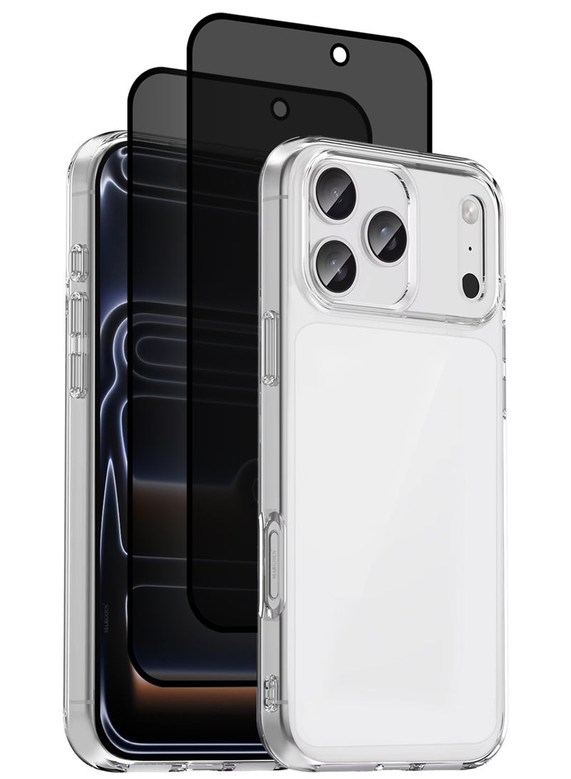 3 Packs TPU Clear Case for iPhone 17 Pro Max Bumper Cover - One Case two Privacy Screen Protectors - Shockproof Protection Anti-Scratch Enhanced Grip Slim Design Wireless Charging Compatible - Image 1