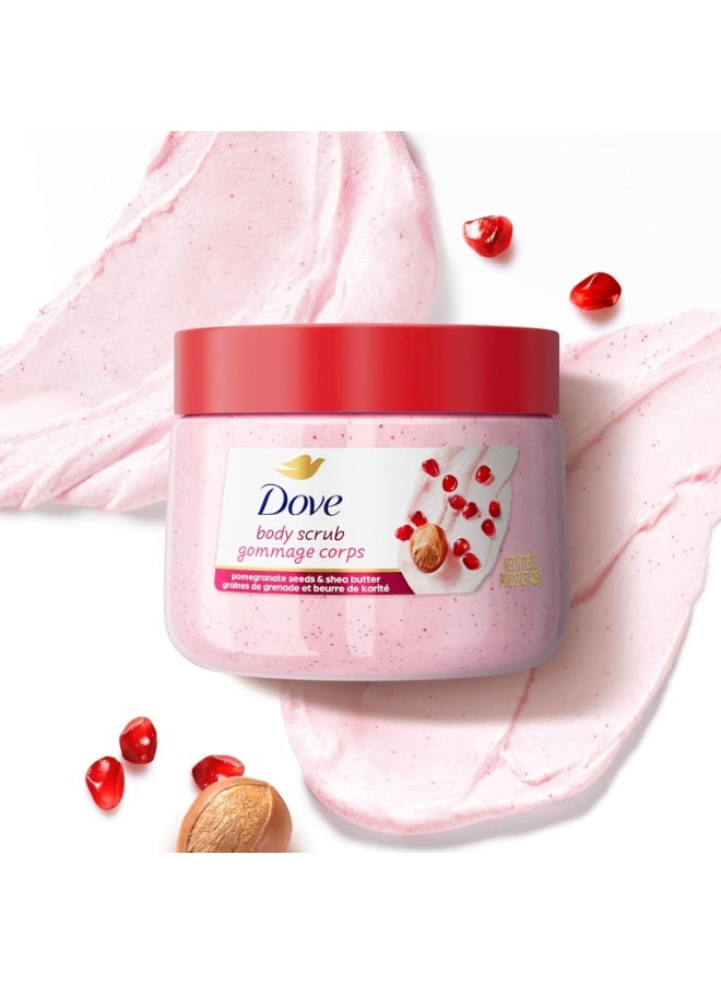 Dove Pomegranate & Shea Butter Body Scrub Exfoliates and Deeply Nourishes for Smooth, Radiant Skin 15 oz